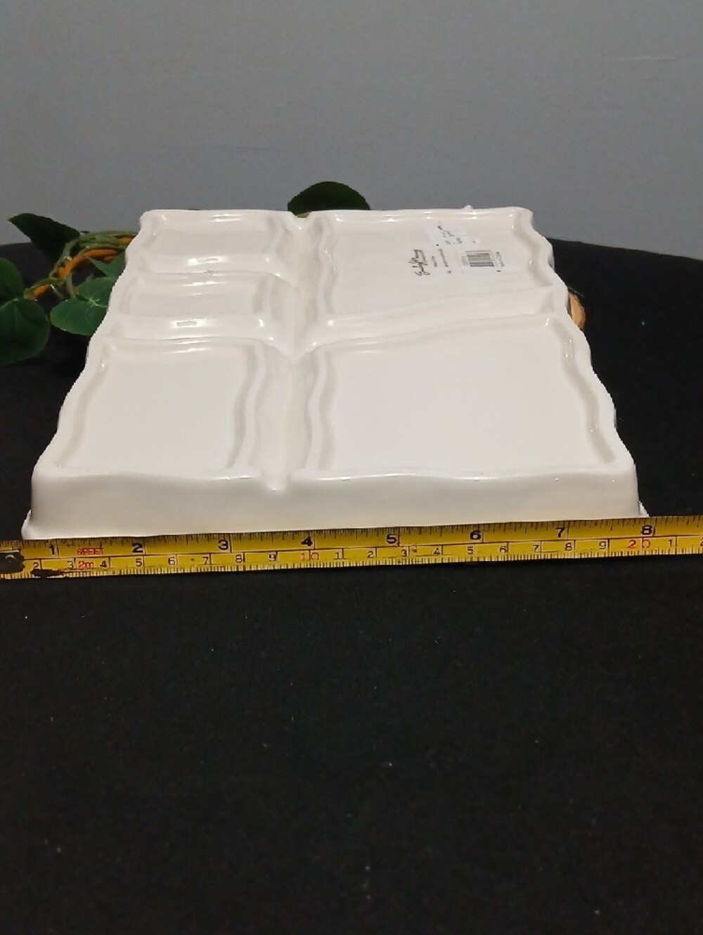 Dolce Vita Cream Ceramic Sectioned Appetizer Platter with Food Illustrations NWT - Picture 8 of 9